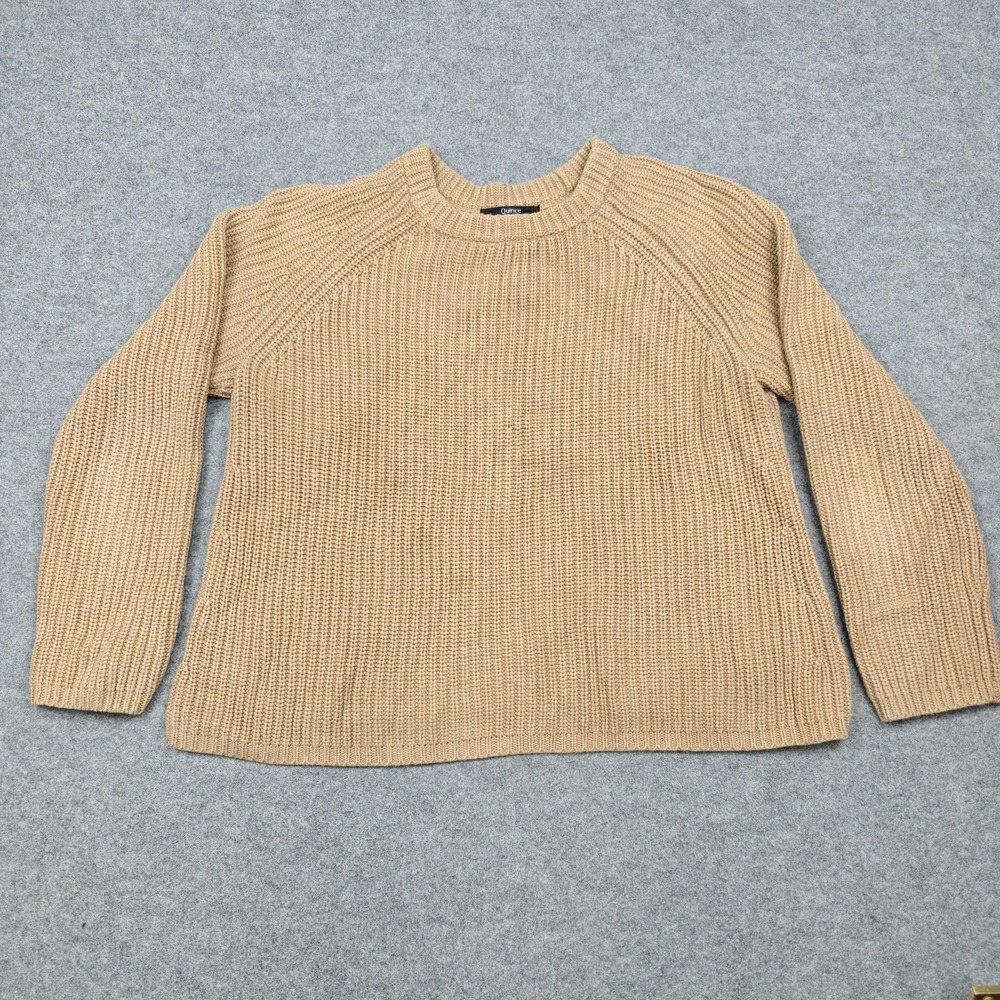 Quince Sweater Womens Medium Beige‎ Cotton Chunky-Knit Crewneck Pullover